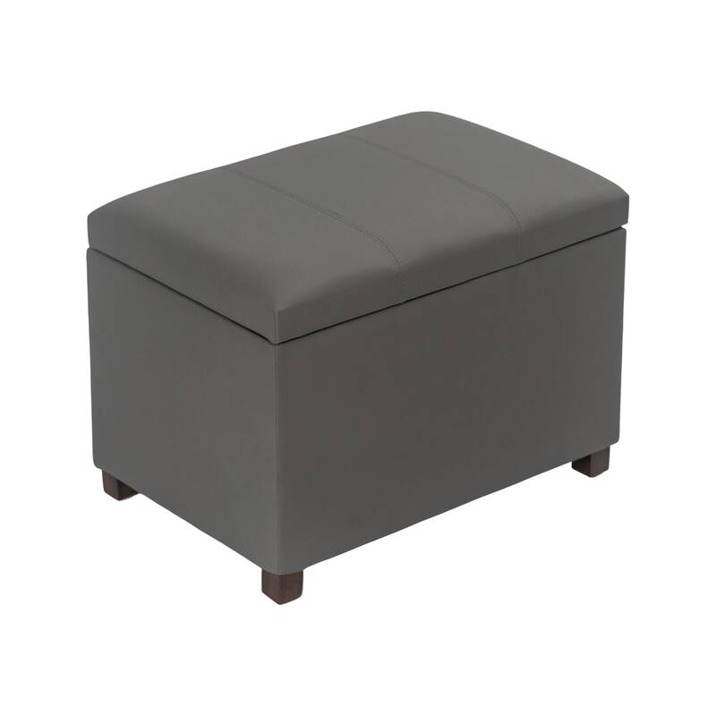 Adeco Faux Leather Storage Ottoman for Living Room Footstool