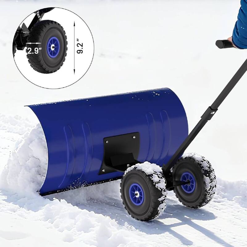 Heavy Duty Single Rod 29-Inch Steel Snow Shovel Plow for Driveways, Sidewalks, Yards