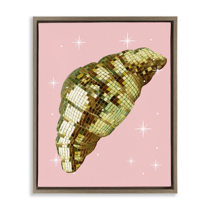 Stupell Luminous Disco Croissant Framed Floater Canvas Wall Art Design By Lil' Rue - 25 x 31 - Brown