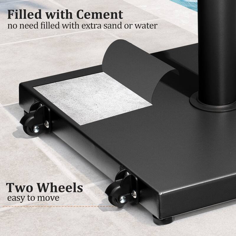 Pellebant 9 x 5 Ft Outdoor Double Top Market Umbrella with Wheels Base