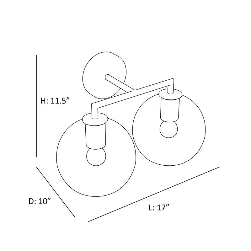 OROMA HOME Fernando 2-Light Globe Glass Bathroom Vanity Sconce