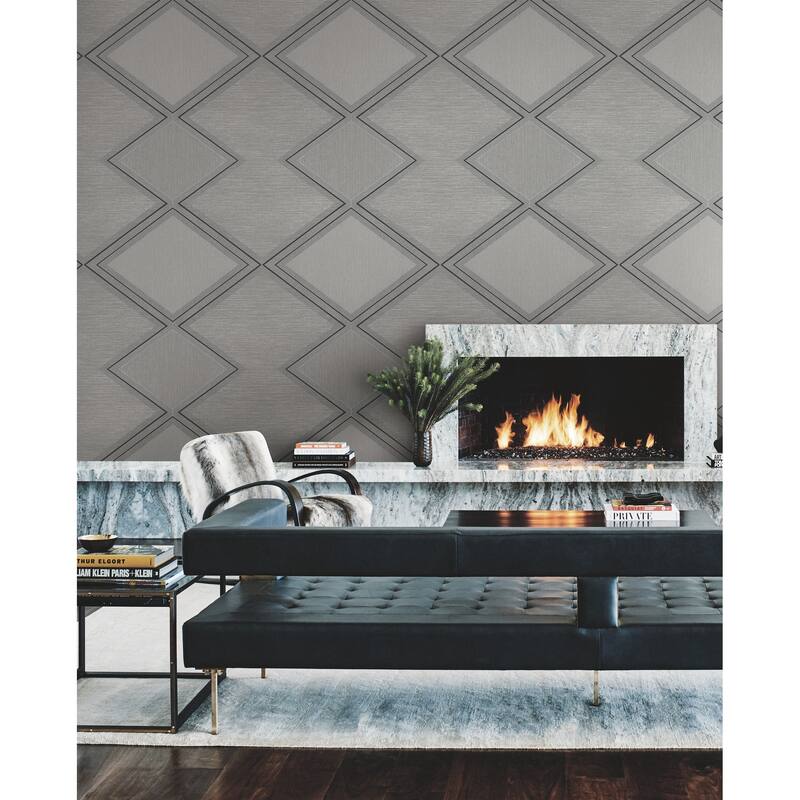 Inspired by Color Diamond Twist Grey & Black Wallpaper