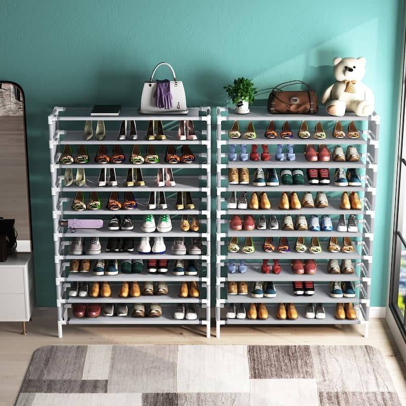 10 Tiers Shoe Rack, Large Capacity Shoe Organizer, Shoe Shelf for 50 Pair - 10-tier