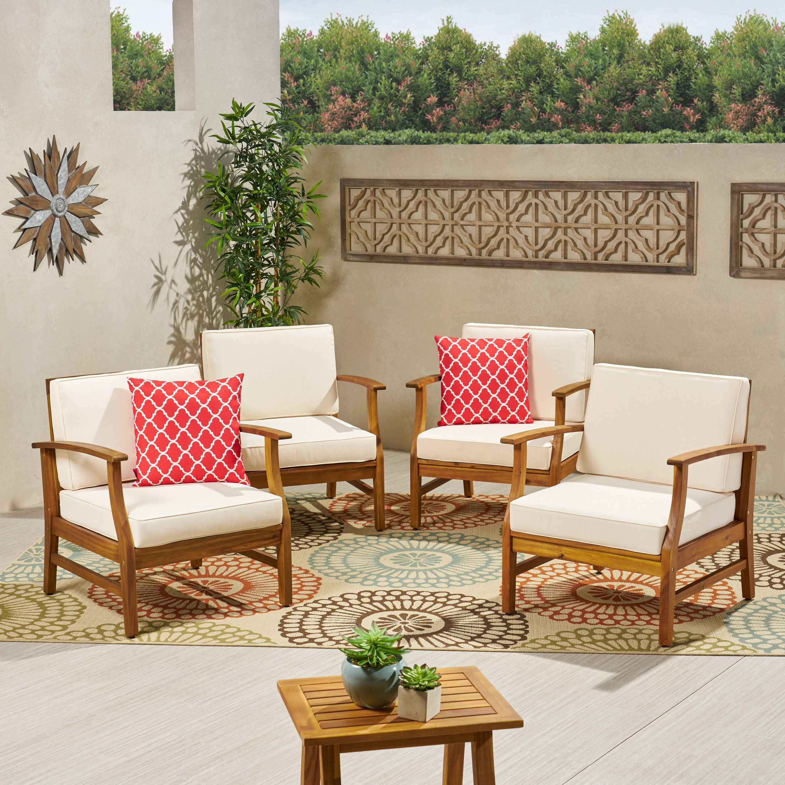 Outdoor acacia 2025 wood club chairs