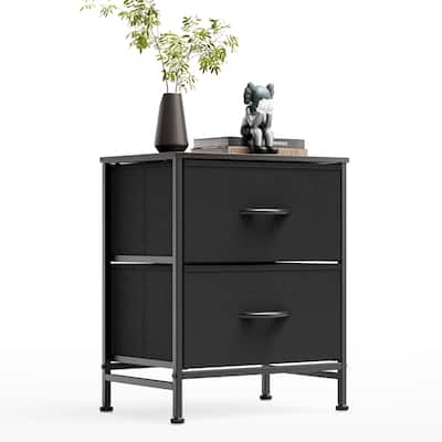 Nightstands with 2 Fabric Drawers & Adjustable Feet for Bedroom,Living Room,Black,Grey,Rustic Brown,White