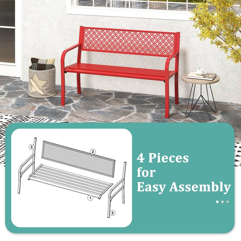 Costway 50" Outdoor Garden Bench with Geometric Lattice Backrest - See Details