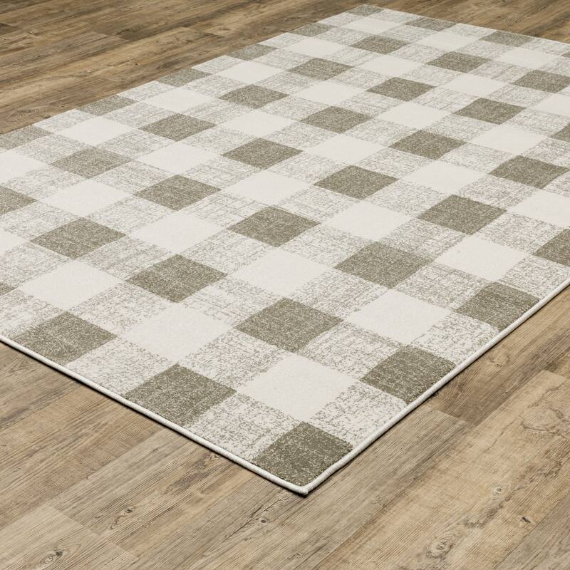 Arwen Distressed Gingham Plaid Area Rug