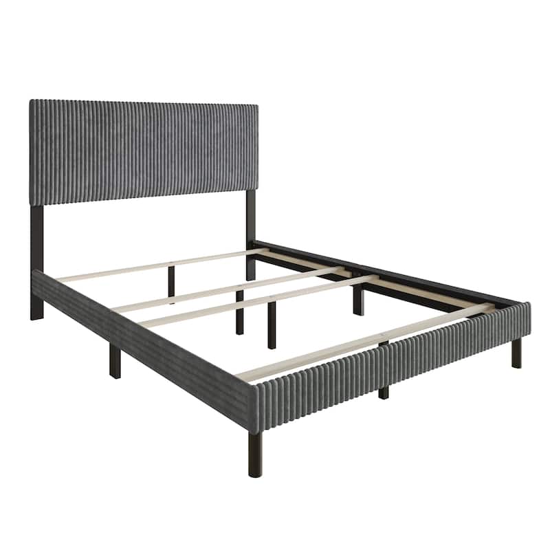 Clayfell Osceola Luxurious Corduroy Upholstered Panel Bed