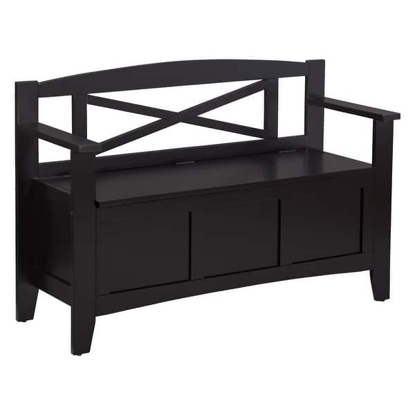 slide 2 of 12, Entryway Bench with Flip Up Storage Black