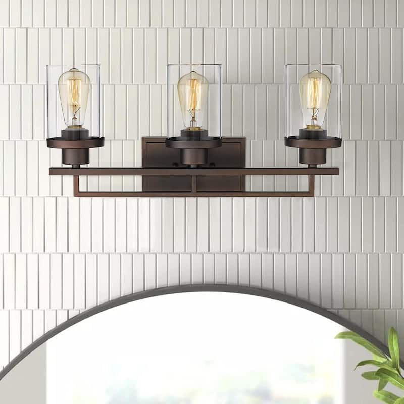 Farmhouse 3-Light Bathroom Vanity Light with Clear Glass