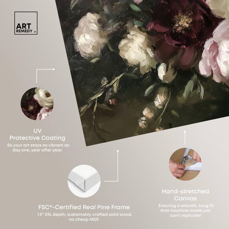 Peony Palette Nocturne Canvas by Art Remedy, Gallery Wrapped