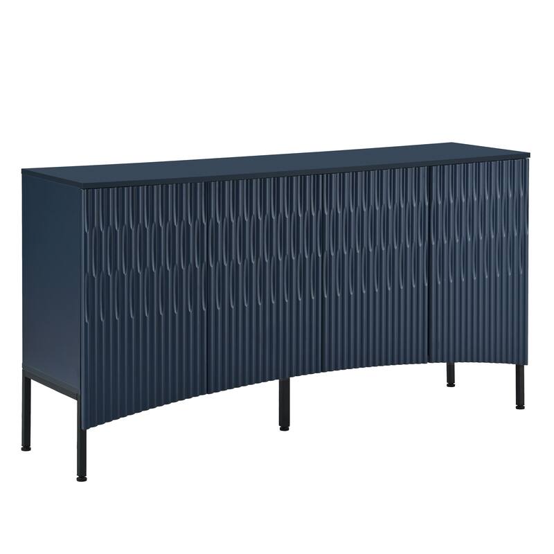 Buffet Cabinet with 4 Curved Bottom Doors, Sideboard Cabinet with Metal Legs, Console Table with Adjustable Shelf