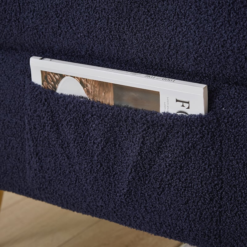 Upholstered Accent Loveseat Sofa With Side Pocket,Folding Sleeper Sofa Bed With Foldable Armrest