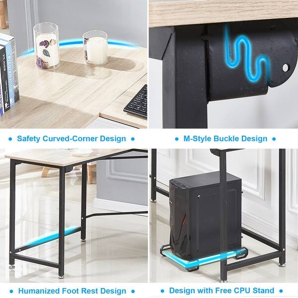 L Shape Corner Computer Gaming Desk Wood Steel Laptop Table Workstation On Sale Overstock 22696244