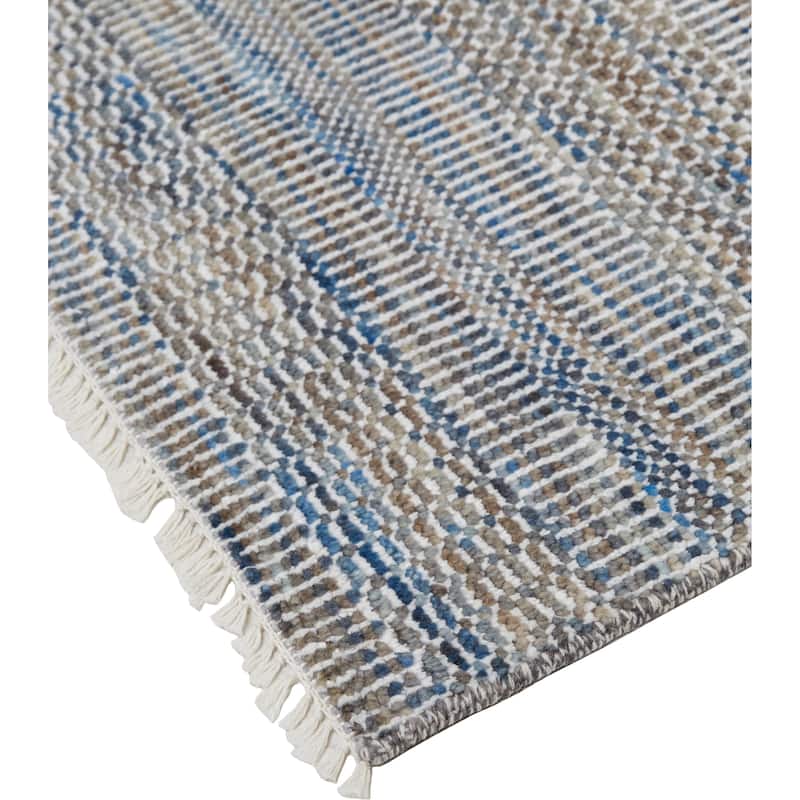 Grand Bazaar Caldecott Hand Knotted Stripes Transitional Area Rug