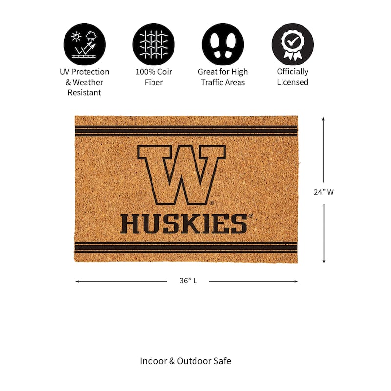 University of Washington Monochrome Indoor/Outdoor Coir Door Mat