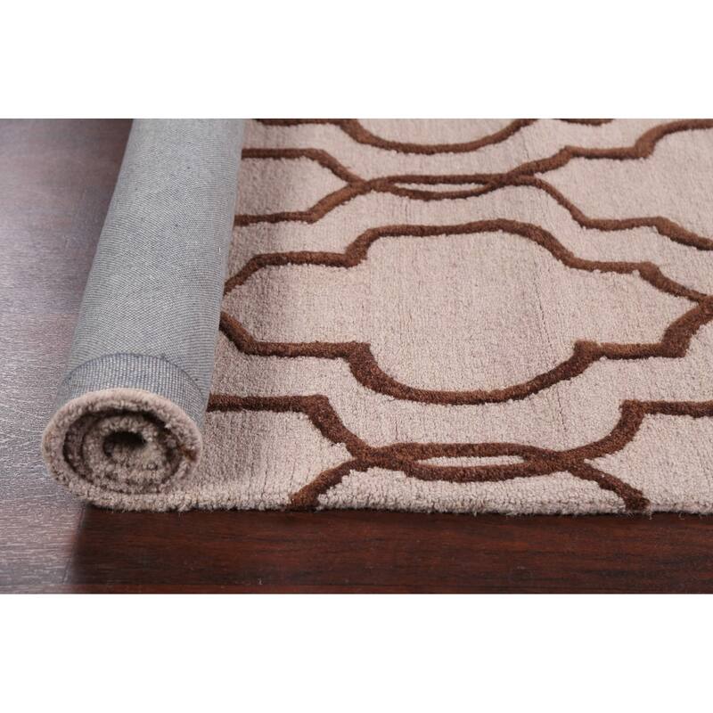 Trellis Geometric Contemporary Oriental Wool Area Rug Hand-tufted - 5'0" x 8'0"