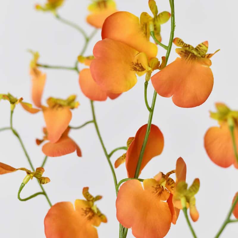 Orange-yellow Silk Decorative Artificial Dancing Lady Orchid(Pack of 1 Branch)
