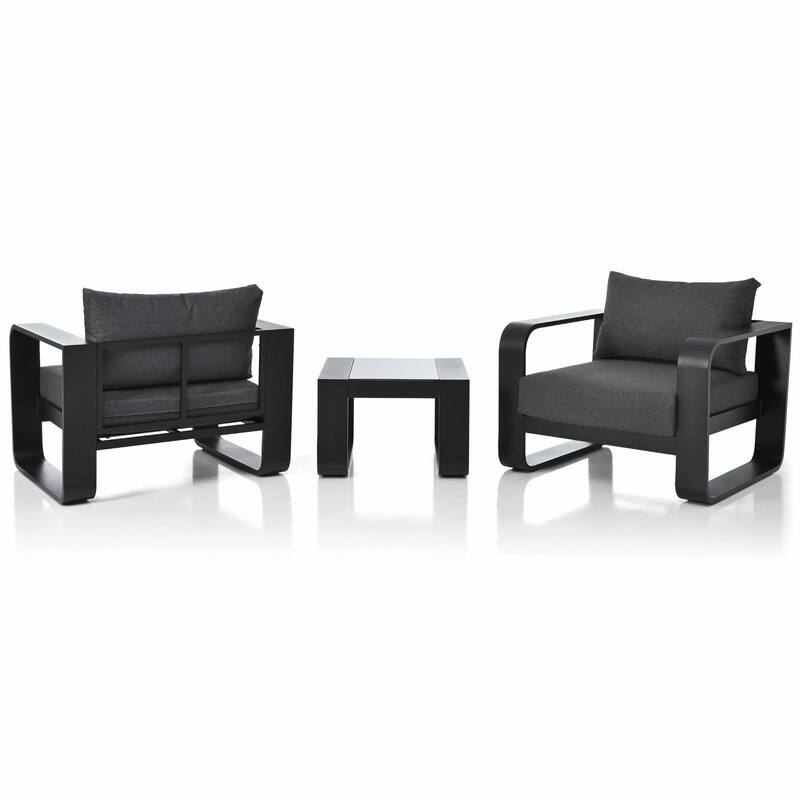 3-Piece Patio Furniture Set with Thick Cushions and Coffee Table