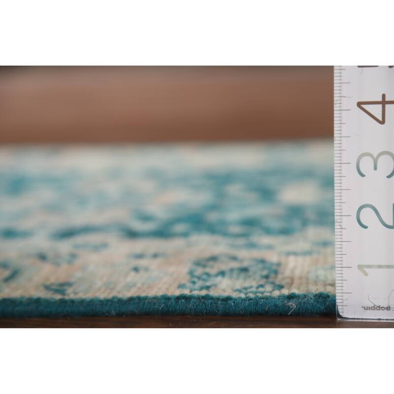 Vegetable Dye Green Oushak Turkish Area Rug Hand-Knotted Wool Carpet - 2'1"x 3'11"