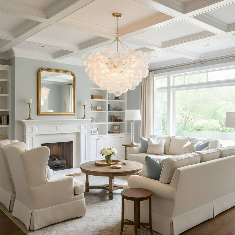 Gold Bubble Ball Chandelier, LED Pendant Light with Glass Globes