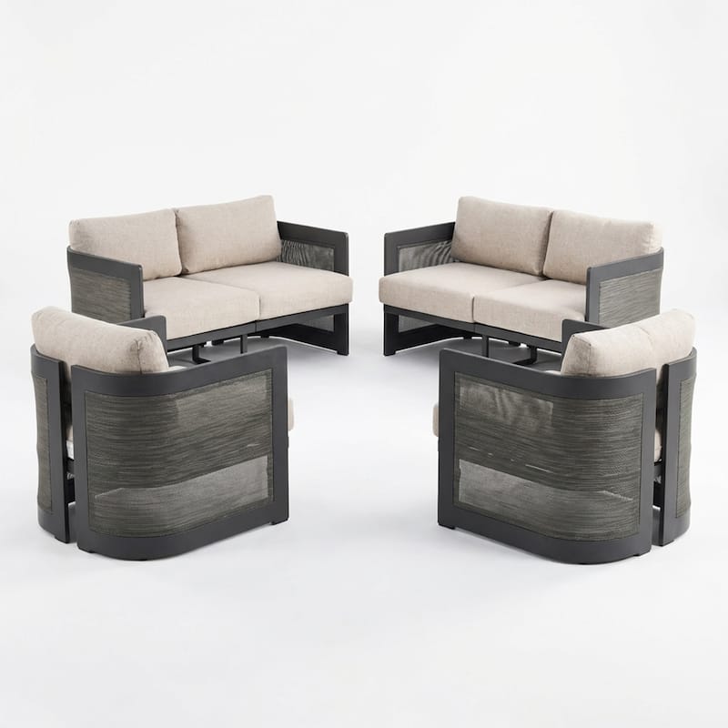 Christopher Knight Home - Aluminum 4-Piece Outdoor Conversation Seating Set with Mesh Panels and Olefin Cushions (No table)