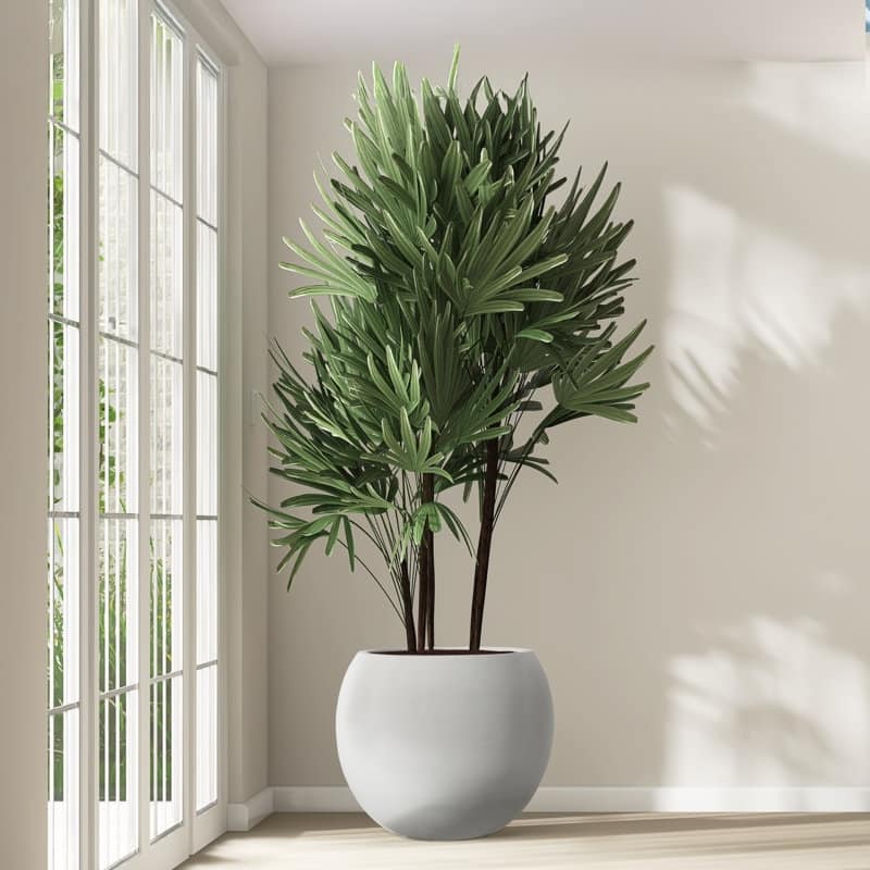Modern Style Outdoor Planters for Porch, Round Planter with Drainage Hole, MgO Flower Pots,White/Black - N/A