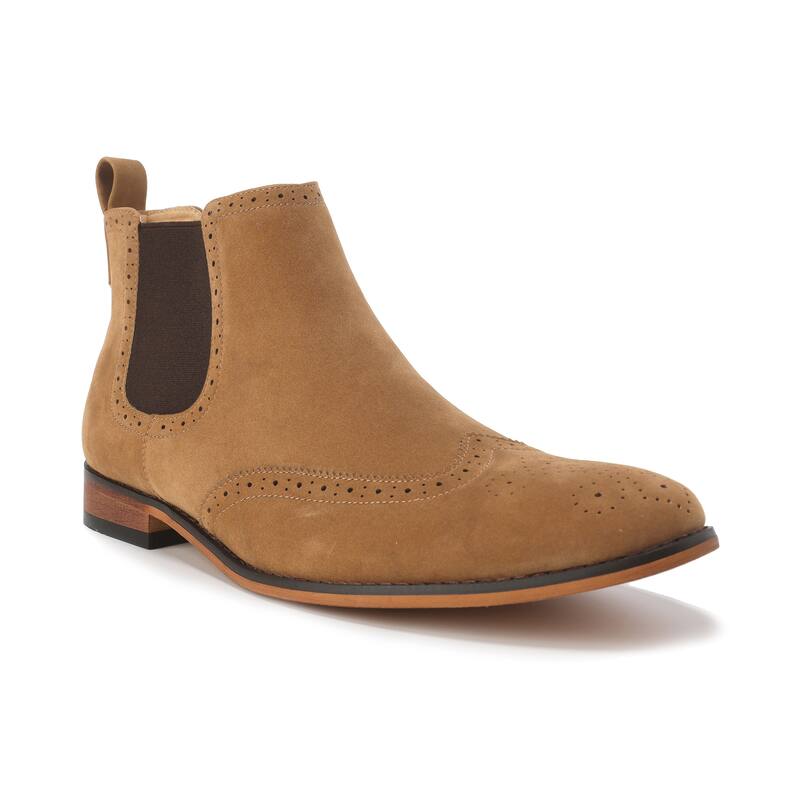 Gino Vitale Mens Slip On Wing Tip Chelsea Boots  