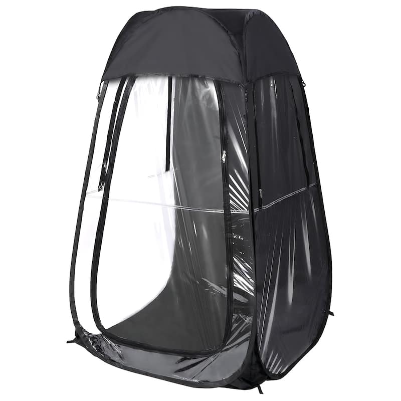 Anmytek Pop Up Clear View Outdoor Shelter Tent with Transparent PVC Walls and Sunshade Top Portable Foldable Camping Fishing - Black