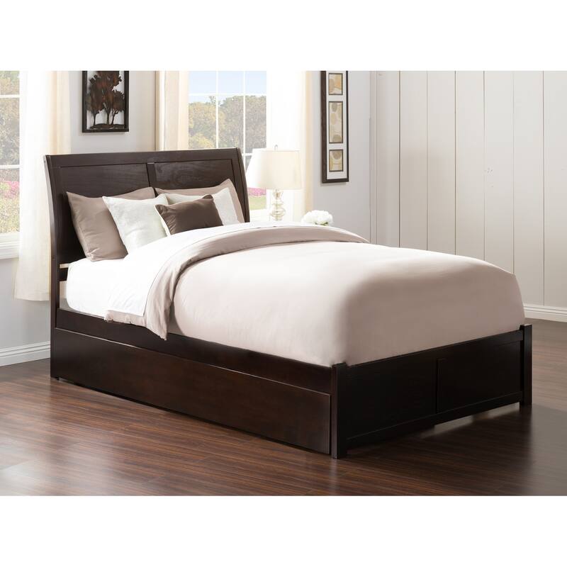 Portland Platform Bed with Footboard and Twin XL Trundle - Espresso - King