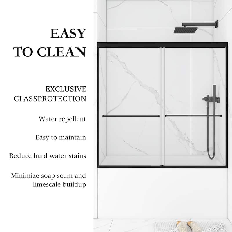 60'' x 58'' Double Sliding Tub Door in Chrome with Clear Tempered Glass