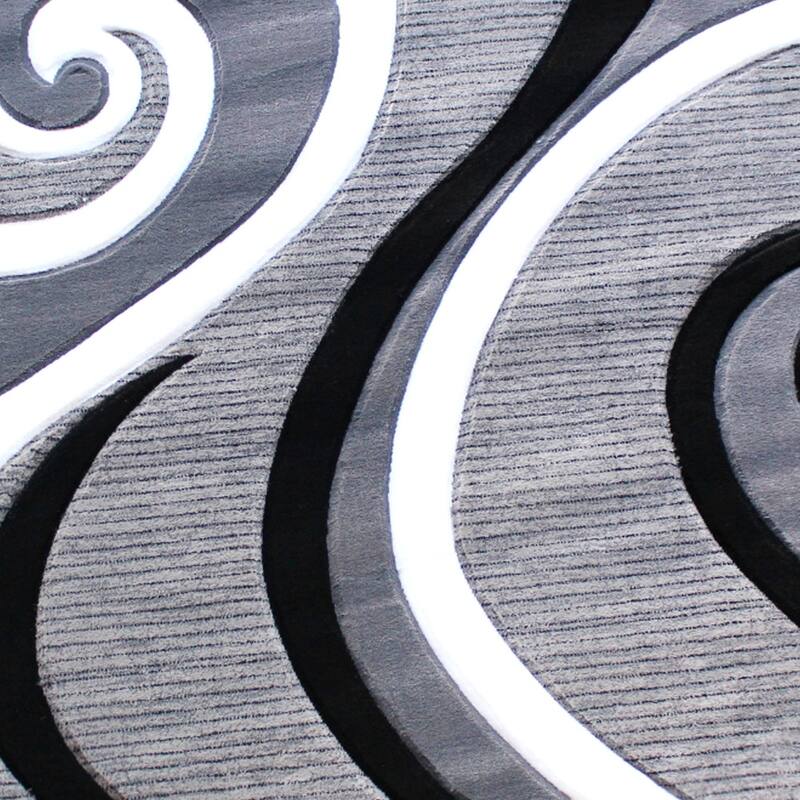 Modern High-Low Sculpted Swirl Design Abstract Area Rug
