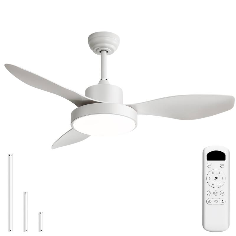 Sofucor 47 Inch Ceiling Fan with Light,Large Dimmable Memory LED,6 Speeds 5500CFM High Velocity Timer Reversible,ETL - 47 Inches - White