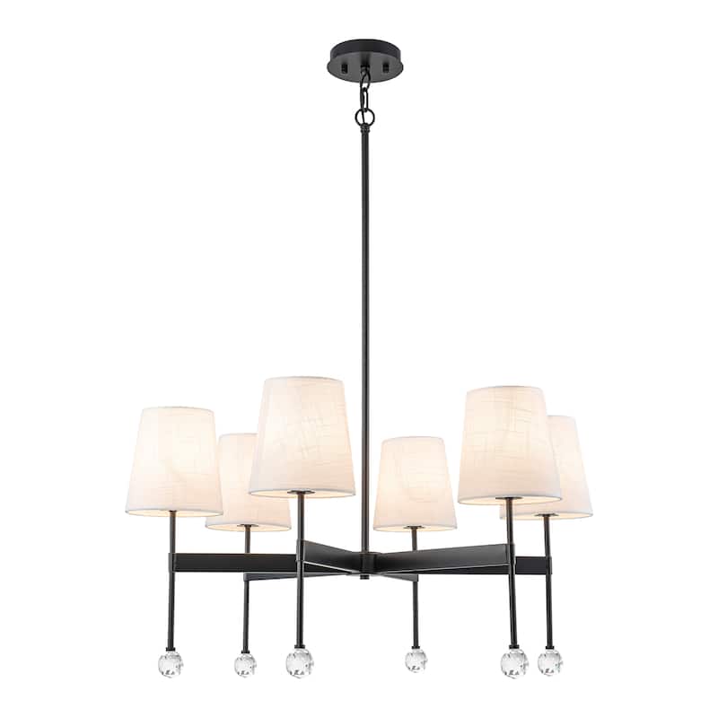 Starsky 6 - Light Dimmable Classic / Traditional Chandelier With White Linen Shades