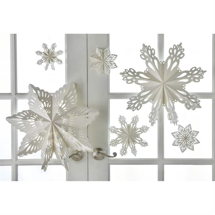Snowflake Paper Hanging Decor Large Cord For Hanging Christmas Xmas Holiday Paper Ornament Home Decor