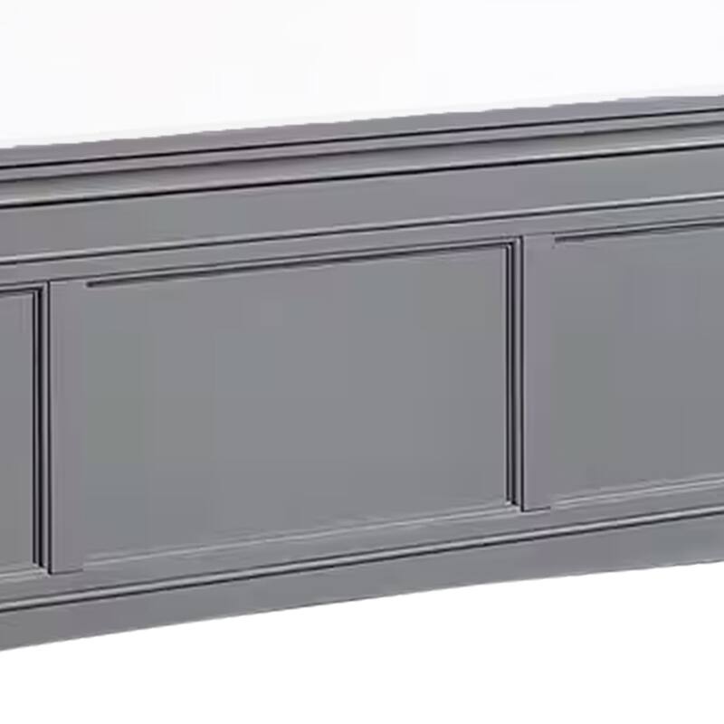 Lile Twin Bed with Crown Moulding, Storage Drawers, Gray Solid Wood