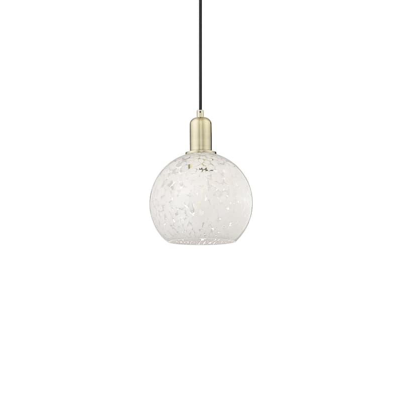 Innovations Lighting 716-1P-11-8 White Mouchette Pendant White - Antique Brass / White Mouchette