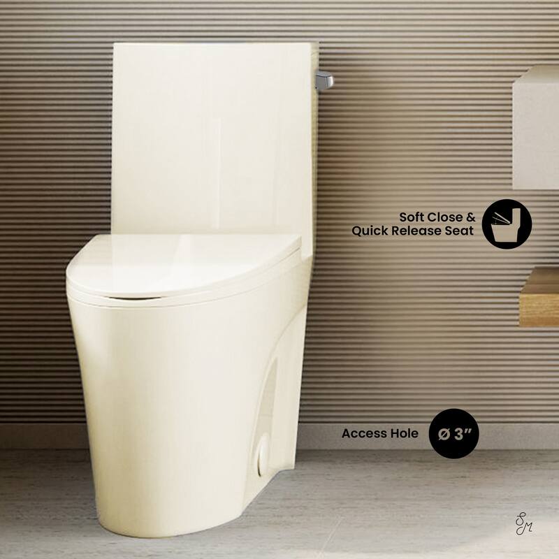 St. Tropez One-Piece 14" Rough-In 1.28 Gpf Right-Hand Vortex Flush Elongated Toilet In Glossy Bisque