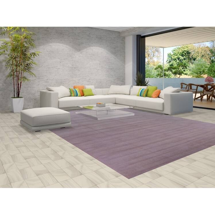 Hand Knotted Oriental 100% Wool Carpet Modern Solid Purples Gabbeh Area Rug - 13' 7'' X 10' 3''