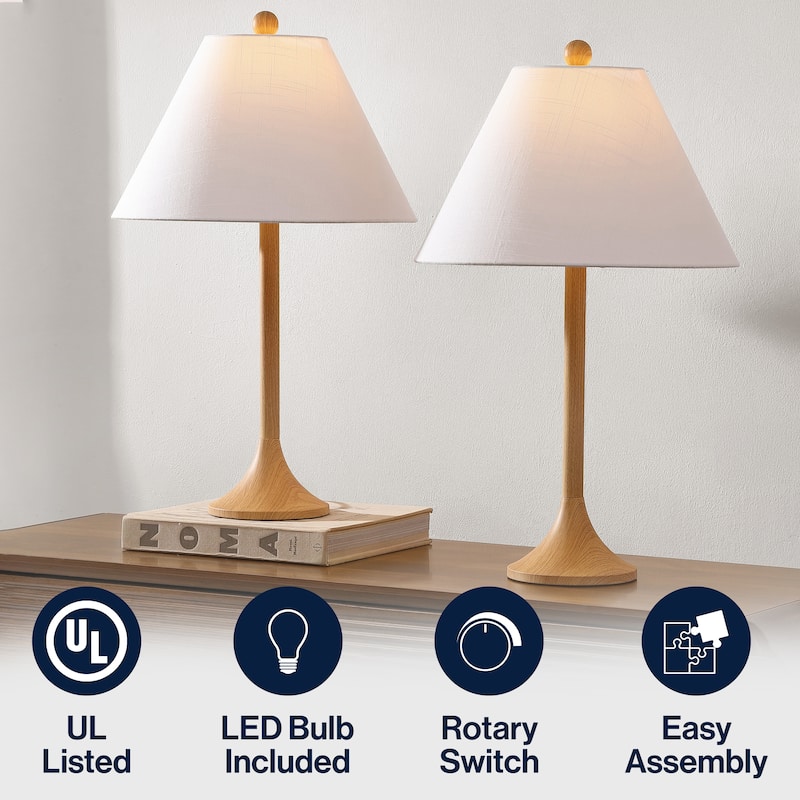 Albie 25" Modern Coastal Iron Column LED Table Lamp (Set of 2)