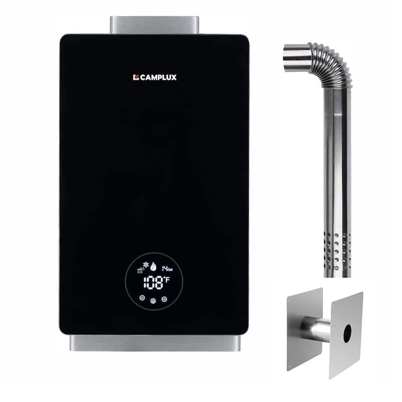 CAMPLUX 12L 3.18-GPM Indoor Propane Gas Tankless Water Heater with Vent Kit - Black