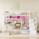 preview thumbnail 13 of 20, Full Size Loft Bed with LED Light & Charge Station, Metal Loft Bed with Desk and Staircase, Loft bed with Wardrobe for Kids