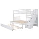 preview thumbnail 39 of 38, Multifunctional Design Wood Bunk Bed With Trundle, Stairway, Maximized Storage Space