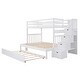 preview thumbnail 19 of 18, Wood Bunk Bed with Twin Size Trundle, White
