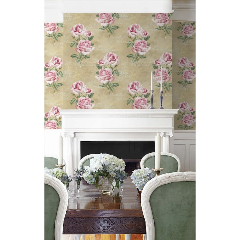 Seabrook Designs Edgewood Floral Script Unpasted Wallpaper - 20.5 in. W x 33 ft. L bolt 56 sq. ft.