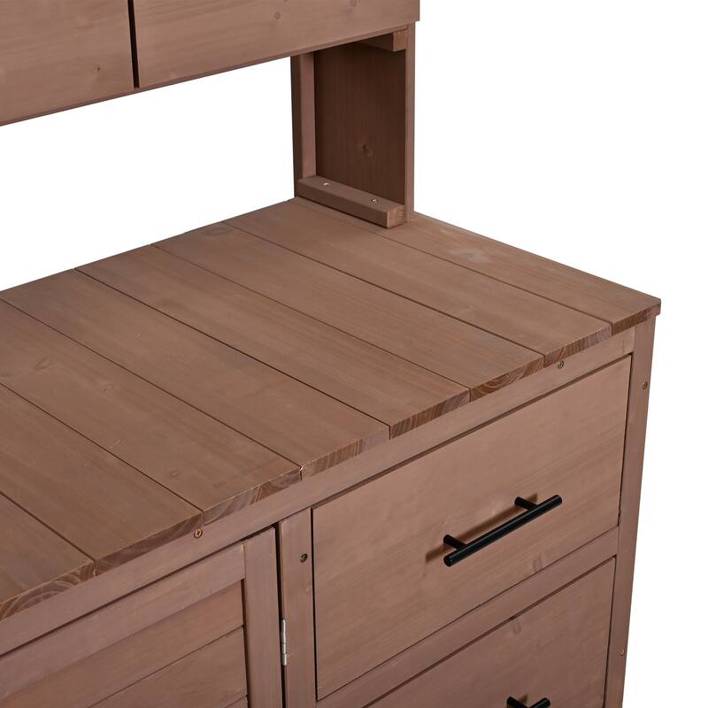 45" Farmhouse Patio Potting Bench Garden Workstation with 6 Drawers & Cabinet