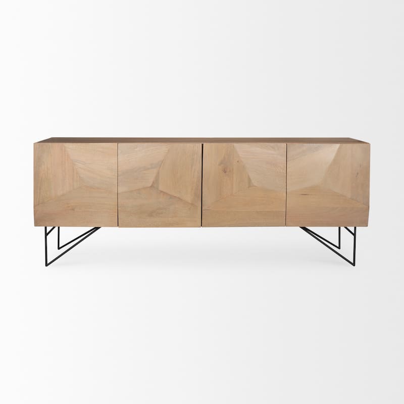 Darwin Light Brown Wooden 4 Door w/ 2 Shelves Sideboard