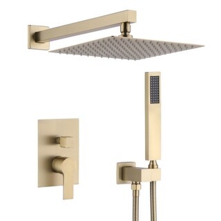 Brushed Gold 12 Inch Square Bathroom Luxury Rain Shower Head Sets - Bed ...