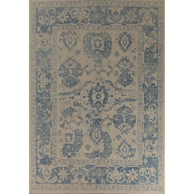 Hand Knotted Oriental 100% Wool Carpet Transitional All-Over Beige & Ivories Oushak Area Rug - 11' 11'' X 9' 3''