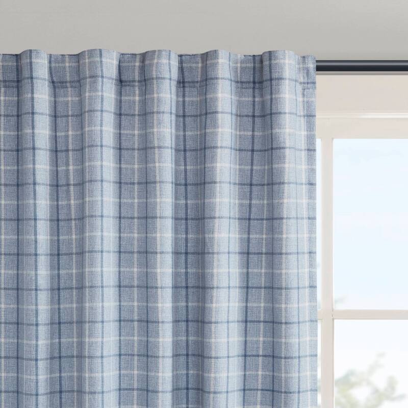 1PC Plaid Rod Pocket and Back Tab Curtain Panel with Fleece Lining
